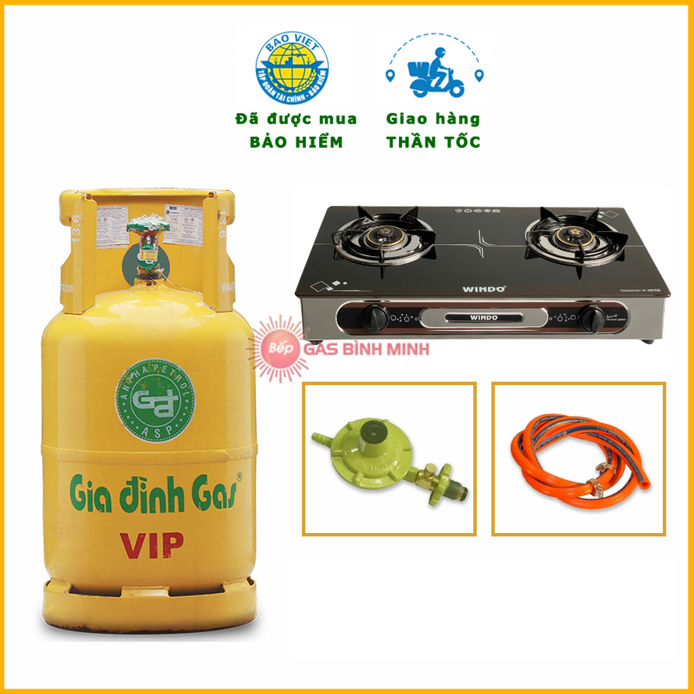 Combo Bộ Bình Bếp Gas Đôi Mặt Kính WINDO - 678GL giá rẻ, giao ngay