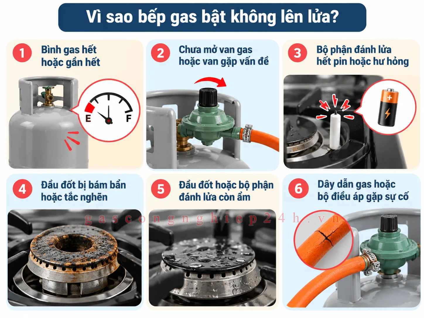 Vì sao bếp gas bật không lên lửa?