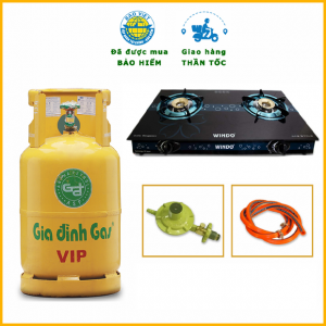 Bộ Bình Bếp Gas Đôi WINDO 717 Mặt Kính Cường Lực